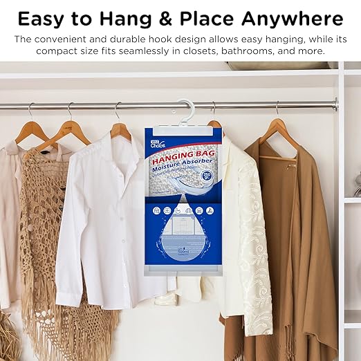 W&E Choice Moisture Absorbers Hanging Bag for Your Closet, Dehumidifier Bags for Bathroom, Fragrance Free Humidity Packs, 6 Pack - Image 6