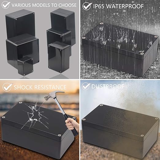 Junction Box, Zulkit Project Box IP65 Waterproof Outdoor Box ABS Plastic Electrical Boxes Electronic Enclosure Black 3.94 x 2.68 x 1.97 inch (100X68X50mm) (Pack of 2) - Image 9