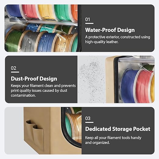3D Filament Dry Storage Box, 2-Tier Metal Rack with Leather Cloth Cover, Holds Up to 20 Rolls of Filaments for Home & Workshop - Image 4