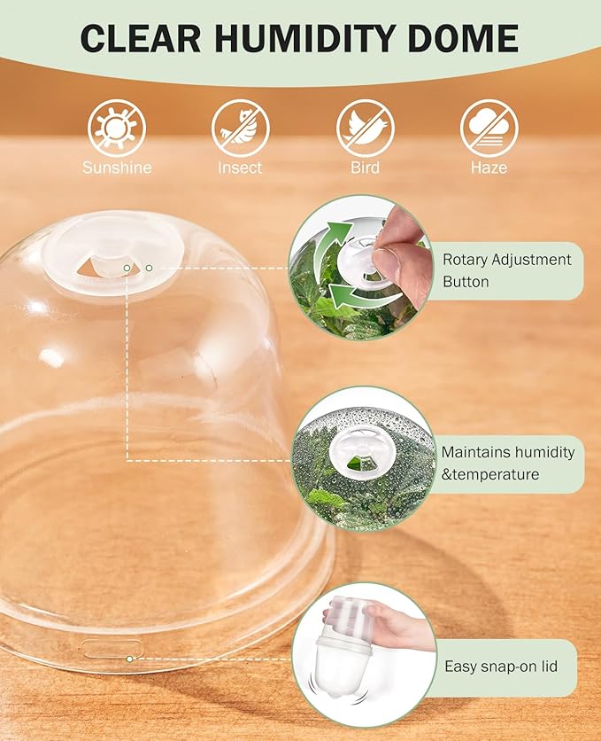 homenote Clear Nursery Pots for Plants,3 Inch Plant Pot for Planting with Humidity Domes Plastic Seedling with Drainage Holes Seed Starter Flower High Transparency (30 Pack) - Image 5