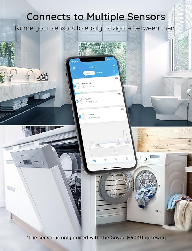 Govee Water Leak Detectors 1 Pack, 100dB Adjustable Audio Alarm Sensor, Sensitive Leak and Drip Alert, for Kitchen Bathroom Basement (Cannot Connect to Wi-Fi Directly) - Image 4