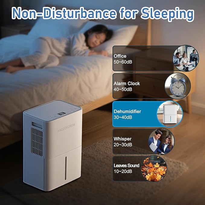 Dehumidifier for Basement Home 1200 Sq. ft, 17 Pints Dehumidifiers with Drain Hose for Bedroom Bathroom Large Room RV, 3 Working Modes, Intelligent Humidity Control, 24H Timer, Auto Defrost - Image 8