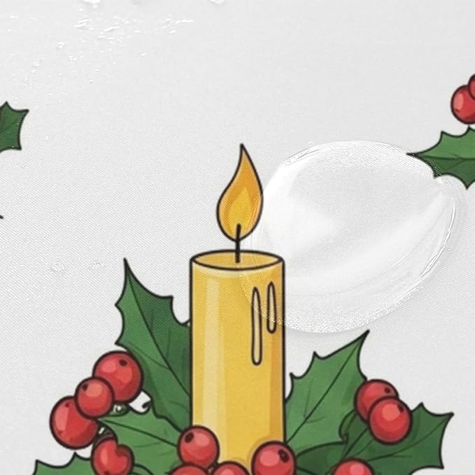 Christmas Candle Yellow Shower Curtain Liner 72×72 inch for Bathroom Curtain Anti Mold Shower Curtain with Hooks Bathroom Accessories - Image 4