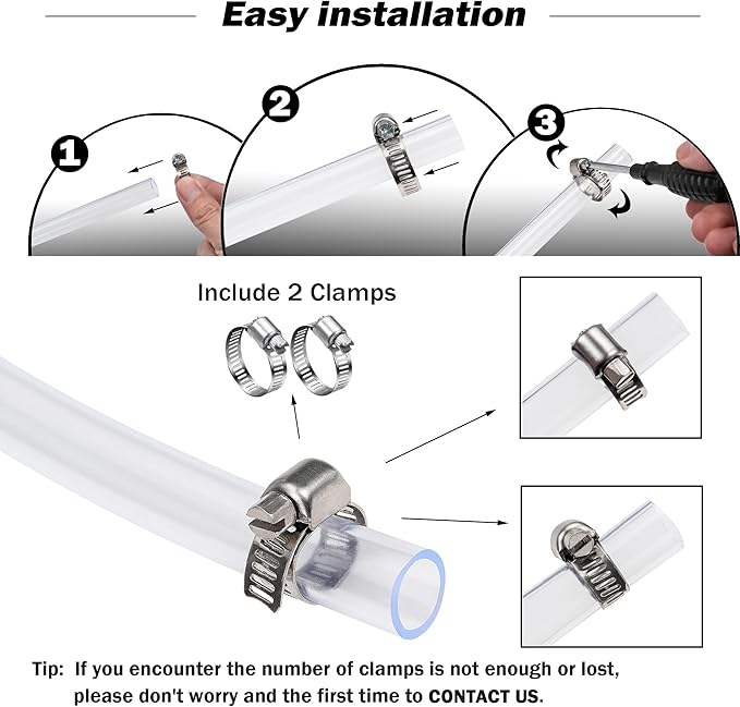 DAVCO 5/16" ID - 50 ft Clear Vinyl Tubing with 2 Stainless Clamps, Low Pressure Flexible PVC Tube, Heavy Duty UV Chemical Resistant Lightweight Plastic Vinyl Hose, BPA Free and Non Toxic - Image 4