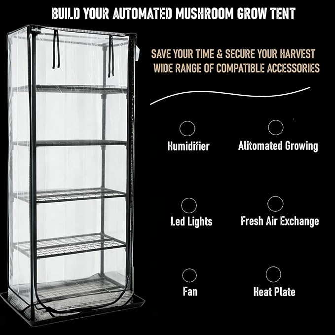 Mushroom Grow Tent, Martha Tent for Mushroom Growing kit, Mini Greenhouse Indoor, sturdy racks can accommodate a variety of mushrooms, including trays, fruiting blocks & grow kits (Mushroom Grow Tent) - Image 3