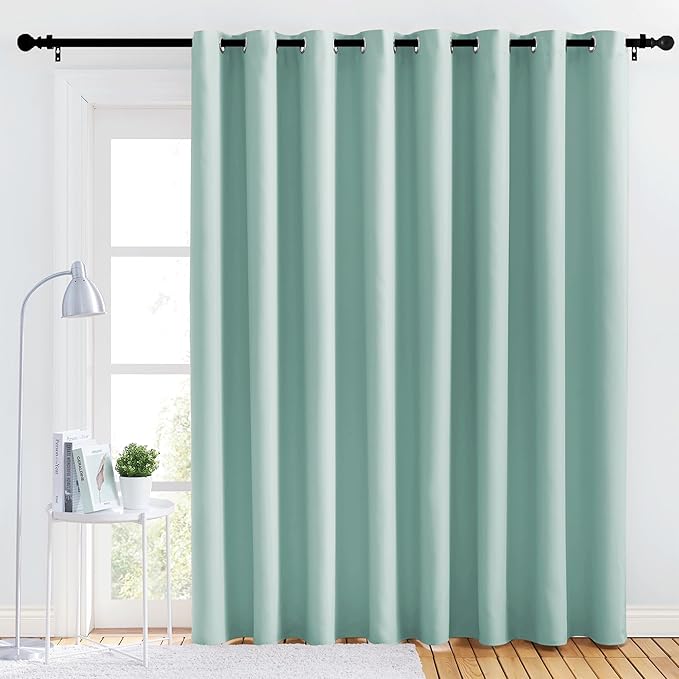 NICETOWN Bedroom Blackout Curtain Panel - (120 inches by 102 inch, Aqua Blue, 1 PC) Energy Saving Thermal Insulated Grommet Blackout Drapery for Patio, Room Divider Curtain by NICETOWN