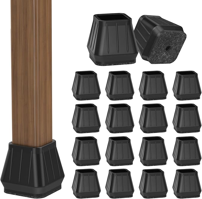 24PCS Square Chair Leg Floor Protectors for Hardwood Floors, Thicken Rubber Chair Leg Cap Covers, Non Slip Furniture Leg Pads to Protect Wood Tile Floors from Scratches and Reduce Noise by Violibar