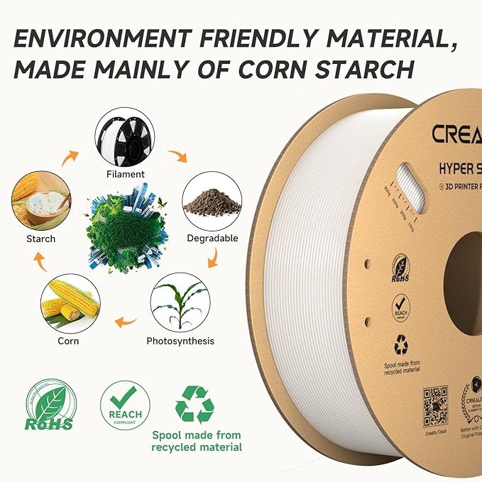Official CREALITY Hyper PLA Filament 1.75mm White 2KG, 30-600mm/s High Speed PLA Rapid 3D Printer Filament, 2 Pack 1kg Spool(2.2lbs), Dimensional Accuracy +/-0.02mm, Fit Most FDM 3D Printer - Image 6
