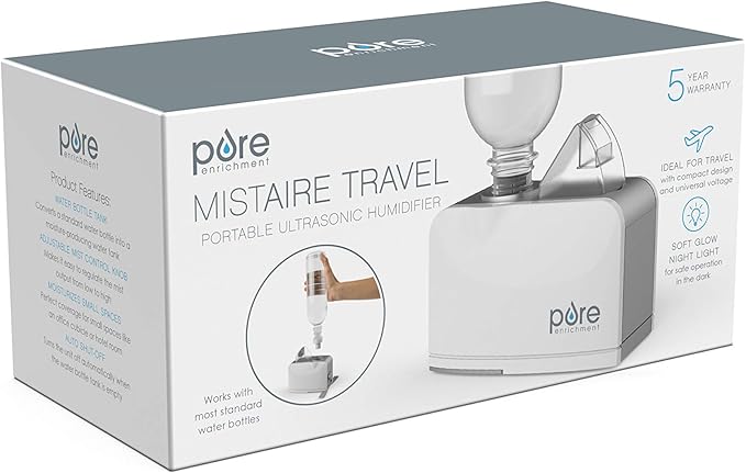 Pure Enrichment MistAire Travel - Ultrasonic Cool Mist Water Bottle Humidifier with Auto Shut-Off, Mood Light, Fold-Out Leg, and Storage Bag for Portable Use at Home, Office, Hotel, and More - Image 5