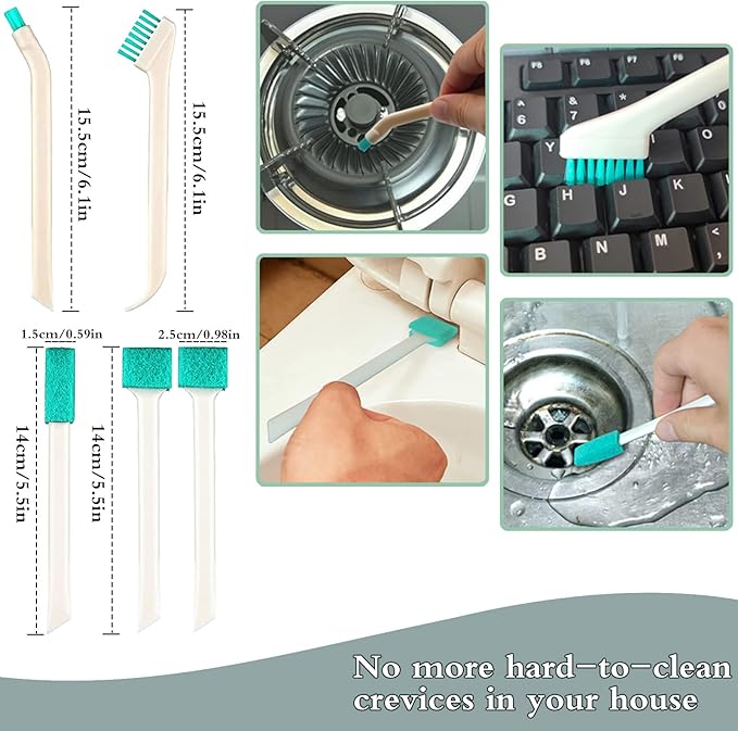 Small Household Cleaning Brushes by ELEMGULY,18 Pcs Crevice Brush for Hole, Gap, Corner, Space, Micro Crevice Scrub Cleaner Tool for Bottle, Keyboard, Window, Door Track - Image 3