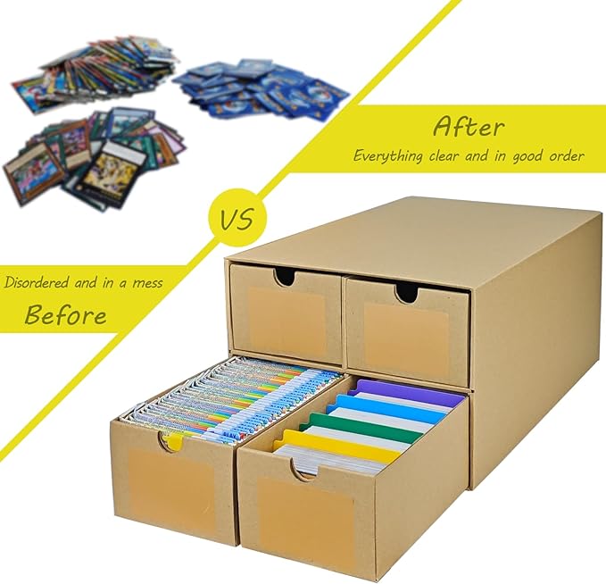 4 Sets Trading Card Storage Boxes, Includes 16-750 CT Boxes & 64 Dividers, 12000+ Trading Cards Organizer for Collectible Card Games, Sports Cards, TCG, with Labels & Pen - Image 7