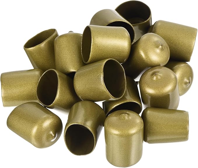uxcell 20pcs Rubber End Caps 21mm ID Vinyl Round Tube Bolt Cap Cover Thread Protectors Gold - Image 4
