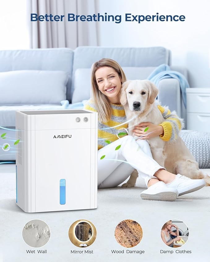 Dehumidifier for Home, 135 OZ Water Tank (1100 sq.ft), Quiet Dehumidifier for Bathroom Bedroom RV Closet with Timer Setting, Auto Shut Off, 7 Colors LED Light, Sleep Mode, White (Beige) - Image 3