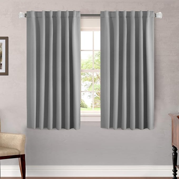 H.VERSAILTEX Blackout Curtains Thermal Insulated Window Treatment Panels Room Darkening Blackout Drapes for Living Room Back Tab/Rod Pocket Bedroom Draperies, 52 x 54 Inch, Grey, 2 Panels by HVERSAILTEX