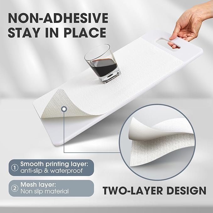 Drawer and Shelf Liner, Non-Slip Kitchen Cabinet Liners Non-Adhesive Thick Strong Grip Waterproof Washable Mats Protect Dresser Shelves Cupboard Bathroom Cabinets, White, 12 in X 20 FT - Image 2