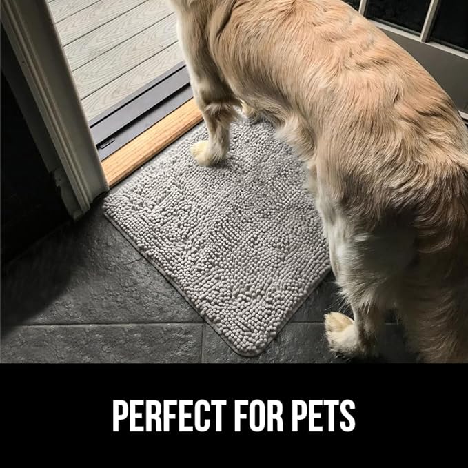 GORILLA GRIP SOAKSTOPPER Dog Door Mat, 48x30 Machine Washable Rug Absorbent Doormat Captures Moisture Mud Dirt, Quick Dry Soft Chenille Entryway Rugs Indoor Entrance Mats for Dog Paws, Light Gray - Image 6