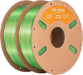 ERYONE Silk Dual Color PLA Filament 3D Printer 1.75mm +/- 0.03mm, Bicolor Filament Two Tone PLA Bundle 2KG Cardboard Spool, Yellow Green by ERYONE