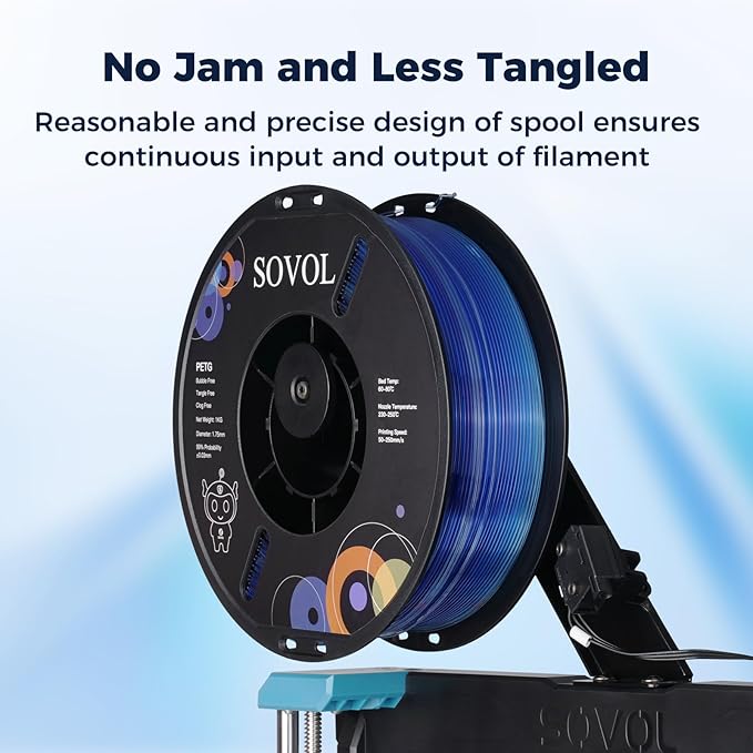 Sovol 3D Printer PETG Filament 1.75mm, Gradient Multicolors Filaments Material, 1kg (2.2lbs), Dimensional Accuracy +/- 0.03 mm, Fit Most FDM Printer, Blue - Image 4