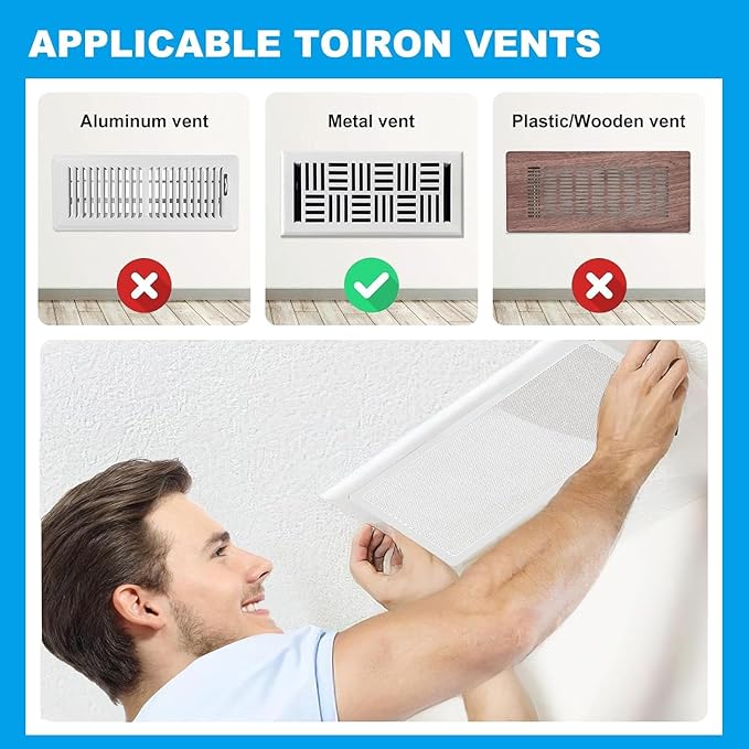 4 PCS White Magnetic Vent Covers- 4x10 Magnetic Air Vent Covers with Mesh Screen for Floor/Wall/Ceiling Registers-Easy to Install, Secure Fit, Durable Design-White - Image 3