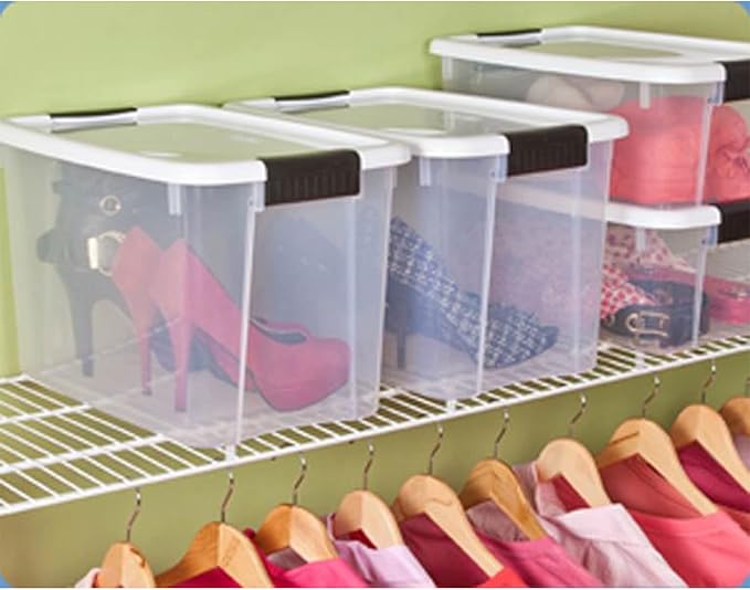 Sterilite 12-Pack Ultra Latching Box, Storage Bins with Lids, Clear Plastic, 30 Quart - Heavy-Duty Organizing Containers for Closet, Bathroom, and Office - Image 9