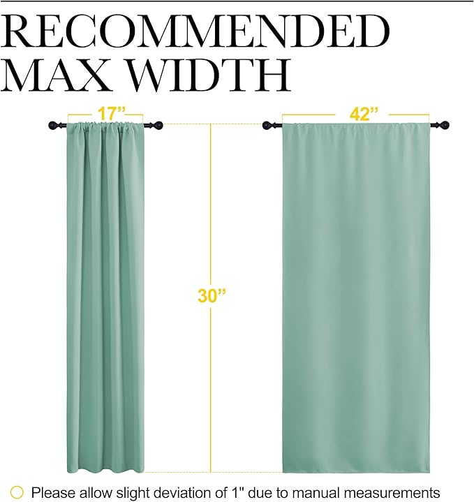 NICETOWN 2 Panels Blackout Curtains, Rod Pocket Thermal Insulated Drapes for Kitchen, Heavy Duty Small Window Treatment for Dorm Room, Studio Apartment, Basement (Aqua, W42 x L30) - Image 6
