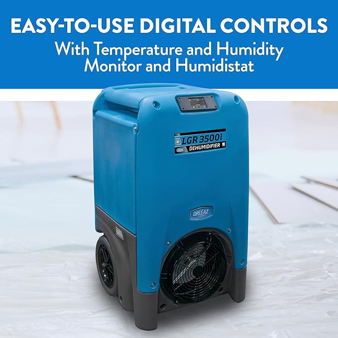 Dri-Eaz LGR 3500i Industrial Dehumidifier w/Pump, Portable Commercial Dehumidifier w/ Drain Hose, Safe & Efficient for Basement & Garage, 30 Gallon - Image 2