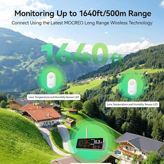 MOCREO Indoor Hygrometer Thermometer LS3, 1640ft Long Monitor Range, Smart Wireless Humidity Temperature Sensor with Remote Alert, 2-Year Free Data Storage Export, for House, Wine Cellar, Basements - Image 3