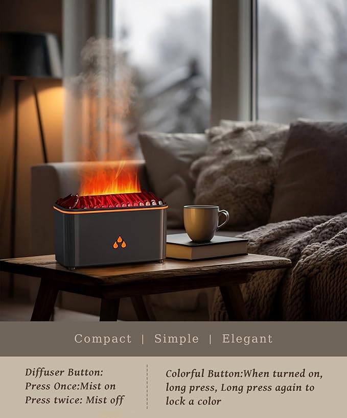 Essential Oil Diffuser, Flame Air Aromatherapy Diffuser, 7 Color Changing Light, Aromatherapy Humidifier with Auto Shut-Off for Home, Bedroom, Yoga, Spa(White) - Image 4