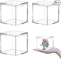 Clear Acrylic Box with Lid, 4 Pack 2.6x2.6x2.6 Inches Clear Decorative Boxes Acrylic Square Cube Storage Container Drawer Organizer for Vanity Jewelry Accessories by LOVPLAY