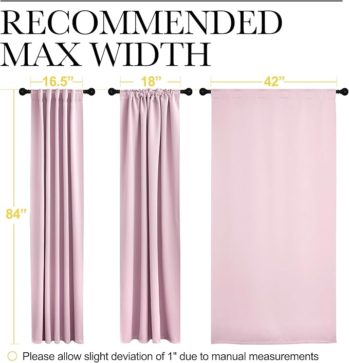 NICETOWN Vertical Blinds Window Curtain Panels - (Baby Pink Color) 42 by 84 Inches, Set of 2, Energy Saving Rod Pocket and Back Tab Blackout Curtains for Nursery loft Cafe Laundry - Image 7