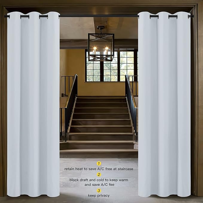 NICETOWN Curtains & Drapes for Door Tapestry, Sound Noise Canceling Room Darkening Replacement Makeshift Curtains for Bathroom Pantry Bedroom Closet (Greyish White, 1 Panel, 5ft Wide x 7ft Long) - Image 2