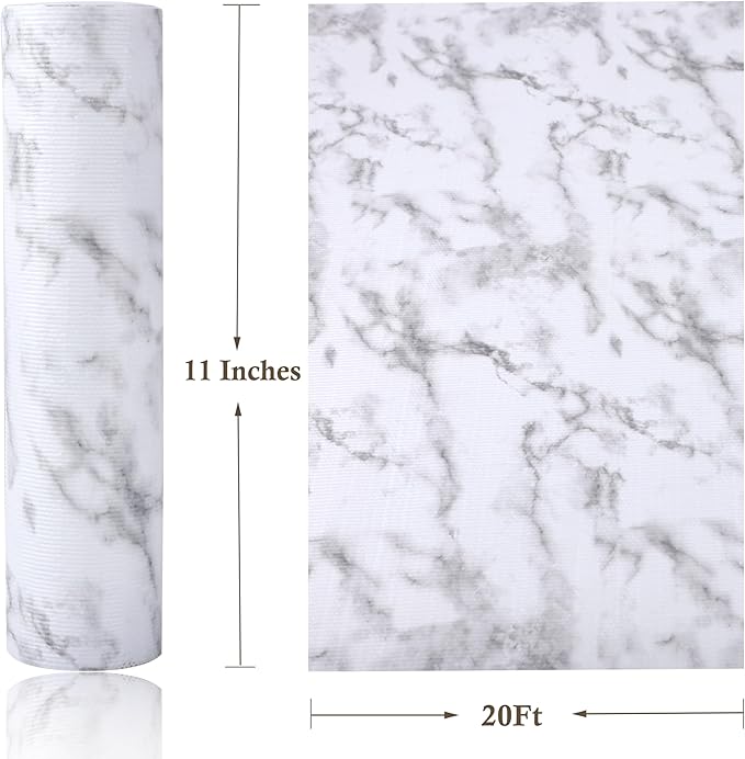 Drawer Cabinet Liner 11 Inch Wide X 20 Ft Shelf Liners for Cabinets Non-Adhesive Marble Pattern Drawer Liner Non-Slip Waterproof Cabinet Mat Easy to Install & Cut Shelf Paper for Pantry Closet Fridge - Image 2