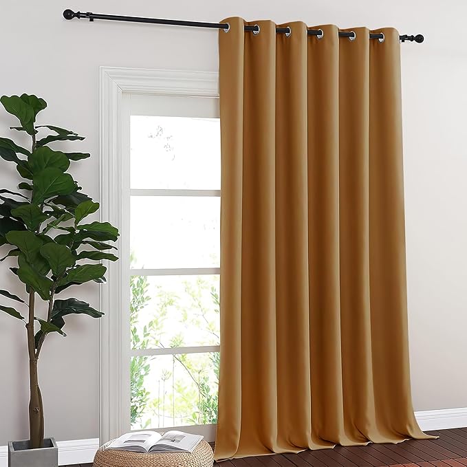 NICETOWN Blackout Sliding Glass Door Curtains, Room Darkening Thermal Insulated Curtains for Living Room Bedroom, Extra Wide Window Drapes, 1 Panel, W80 x L118, Gold Brown - Image 8