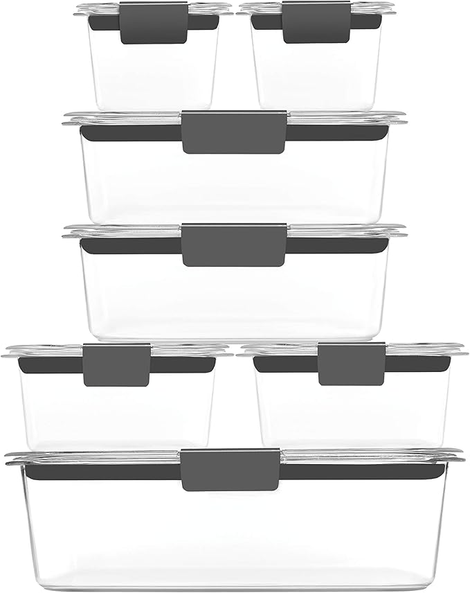 Rubbermaid Brilliance Food Storage Containers, 14 Piece Plastic Containers with Lids, BPA-Free, Leak Proof, Clear - Image 2