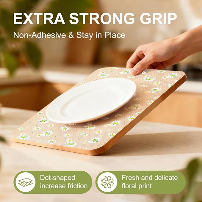 FEXIA Shelf Liner 12 Inch x 20 FT Daisy Non Slip Waterproof Cabinet and Drawer Liner for Kitchen Cabinet Refrigerator Pantry Closet Durable Non Adhesive - Image 3