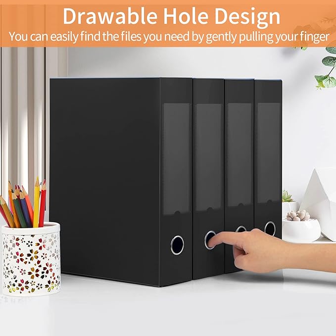 HUA JIE A4 Storage File Boxes Plastic Archives Cases with Lid, File Folder Organizer Document Filing Box for office,31×7.5×23.5 cm, Black(Pack of 6) - Image 3