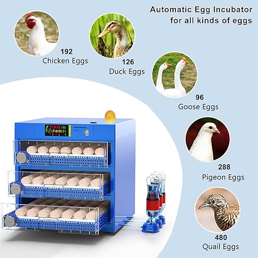 Automatic Eggs Incubator, Large Incubators for Hatching Eggs with Automatic Egg Turning & Temperature Control, Poultry Hatcher Machine for Chicken Duck Goose Quail Bird (192 Eggs) - Image 2