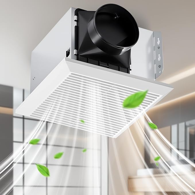 GROWNEER Bathroom Exhaust Fan, 110 CFM 1.0 Sone Bathroom Fan No Attic Access Needed, Ceiling or Wall Mount, 7.68 x 9.25 inch, White by GROWNEER