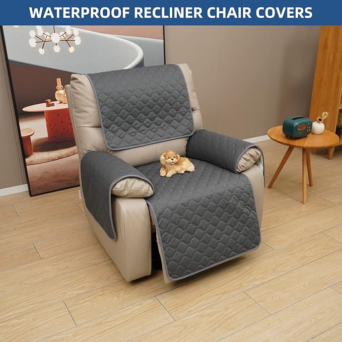 Eismodra Waterproof Recliner Chair Covers for Reclining Couch Slipcovers Seat Cushion,Anti-Slip Sofa Cover for Dogs Pets Furniture Protector Washable,Gray 23 x 35 inches (Only 1 Piece) - Image 7