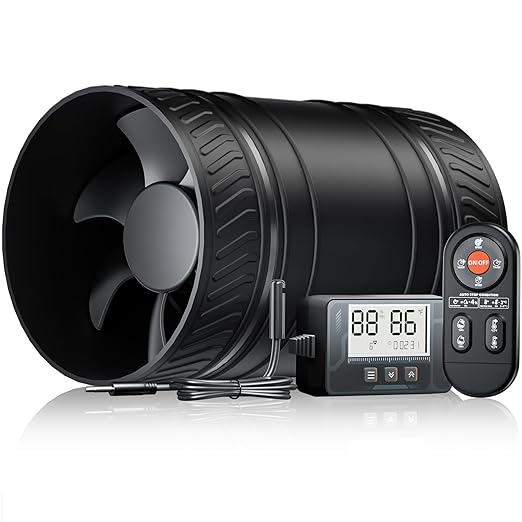 4 Inch Inline Duct Fan with Humidity Sensor and Remote, Upgraded 6-speed control with Timer Humidity & Temperature, Low Noise HVAC Ventilation Fan in Basement Bathroom Workshop Attic by ONVEAN