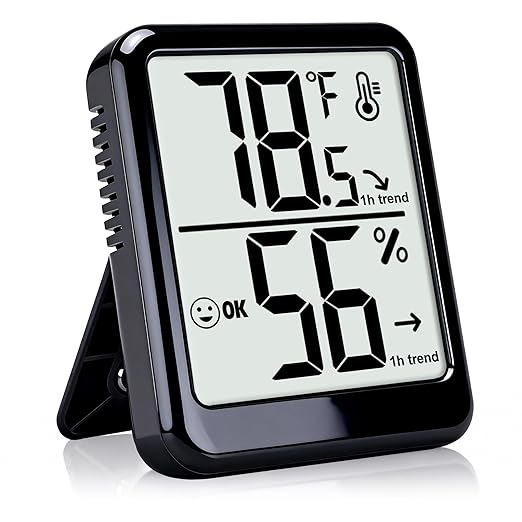 Room Thermometer Indoor Hygrometer Humidity Meter Gauge Digital Temperature and Humidity Sensor Monitor for Home Office House Pets Plants - AAA Battery Included by Ayawiss