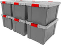 IRIS USA 20 Gallon Lockable Storage Totes with Lids, 6 Pack - Gray, Heavy-Duty Durable Stackable Containers, Large Garage Organizing Bins Moving Tubs, Rugged Sturdy Equipment Utility Tool Box by IRISUSA