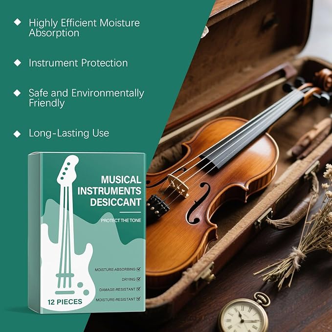 Guitar Desiccant 12 Pieces - Musical Instrument Dry Packs | Moisture Absorbers with Silica Gel Material with Safe Design for Piano Violin Bass Ukulele Storage Protection - Image 3