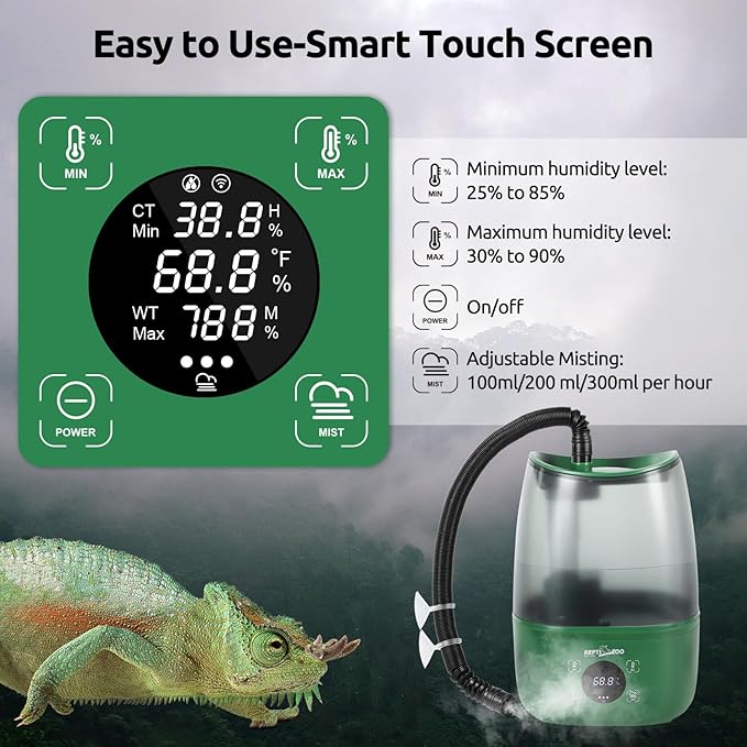 REPTIZOO Reptile Humidifier Fogger, 4L Large Reptile Fogger with Humidity Control, Terrarium Humidifiers with Extended Tube Automatic Reptile Misting System for Reptiles Amphibians Herps Vivarium - Image 3