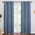 NICETOWN Triple Weave Thermal Insulated Ring Top Blackout Window Curtains for Guest Room (Stone Blue, Double Panels, 42 inches x 84 inches) by NICETOWN