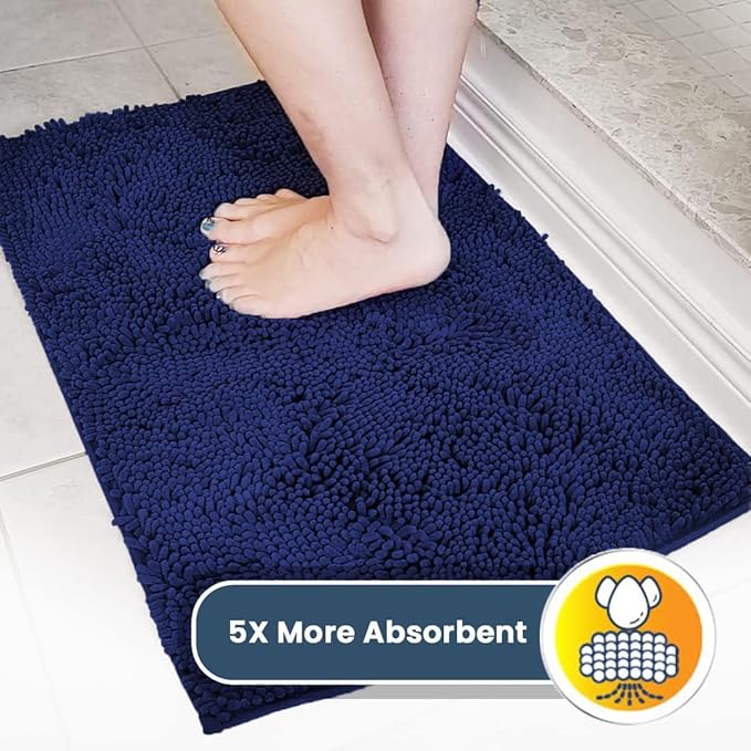 Muddy Mat® Pack of 3 Highly Absorbent Microfiber Dog Door Mat and Pet Rug, Non Slip Thick Washable Area Mat Soft Chenille for Kitchen Bathroom Bedroom and Outdoor - Navy Blue Small, Medium & Large - Image 4