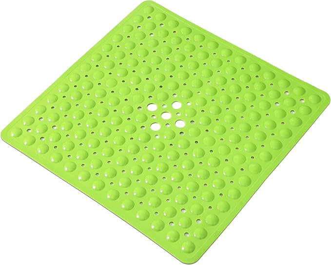 Anti-Slip Bathtub Shower mat, 20.8×20.8（Approximately 53×53cm） inch Soft Oversized Machine Washable Non-Slip Bathtub mat with Drainage Holes, Bathroom Floor Suction Cup.（1-Opaque Pea Green） by ERASILKEN-X