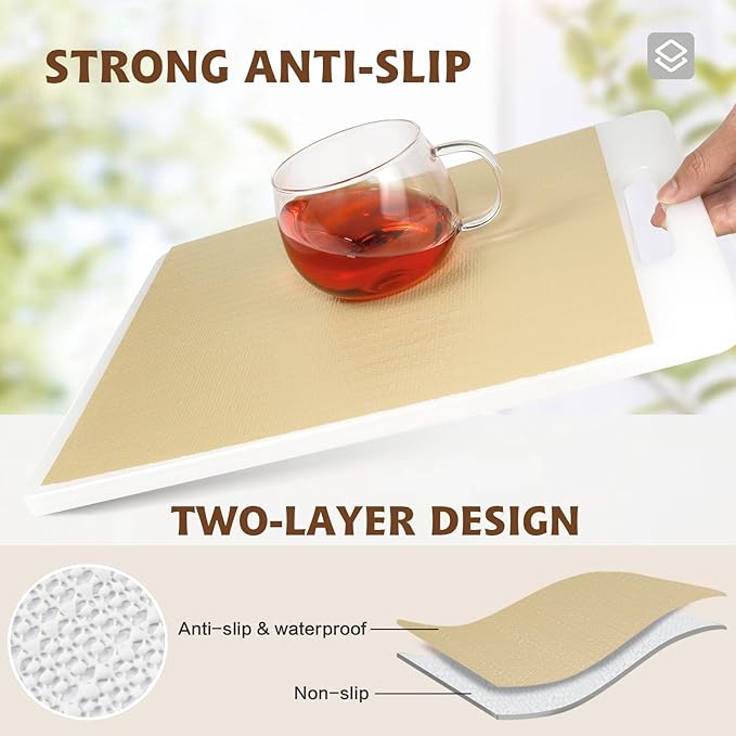 Shelf Liners for Kitchen Cabinets 12in x 20FT, Non Adhesive Drawer Liner Pure Beige Thickened Shelf Liner Non-Slip Easy to Clean for Tool Box Refrigerator with Knife and Tape Measure - Image 2