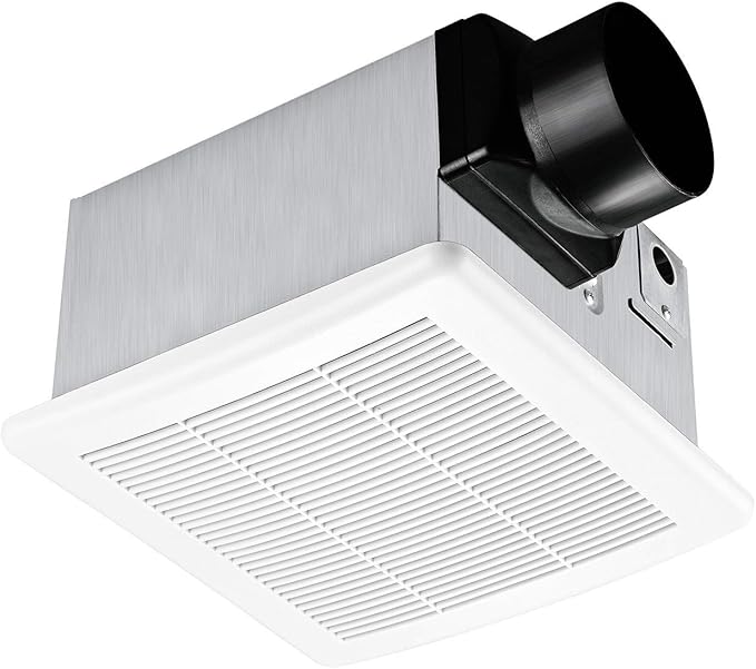 Tech Drive Bathroom Exhaust Fan 90 CFM 1.5 Sone, Very Quiet Ceiling Mounted Ventilation Fan,White Plastic Grille,Easy to Install by TechDrive