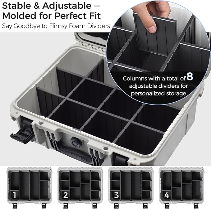 Graded & Trading Card Storage Box – XL Baseball Card Case with 8 Adjustable Dividers, Fits PSA BGS SGC Slabs, Toploaders & Magnetic Holders – Waterproof Hard Shell Sports Card Organizer (Case Only) - Image 2